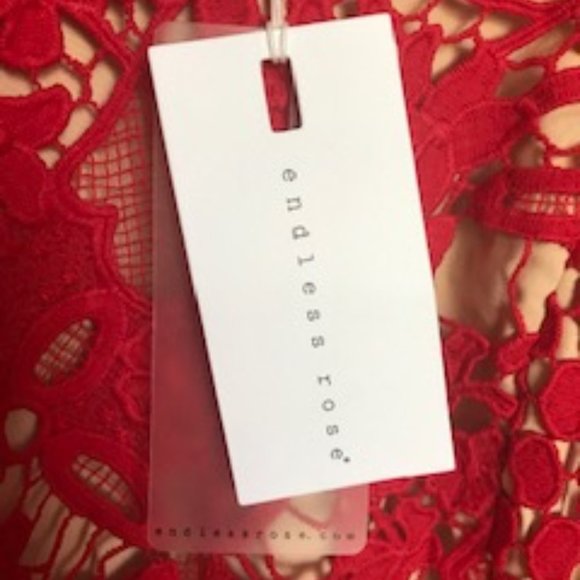 NWT Endless Rose Red Lace Cutout Back Mini Dress - Picture 13 of 13